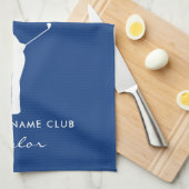 Monogram Modern Blue Club Name キッチンタオル (四つ折り)
