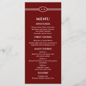 Monogram Modern Burgundy Christian Wedding Menu メニュー (正面)