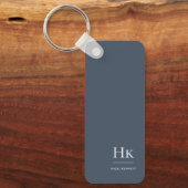 Monogram Modern Classic Minimalist Navy Blue White キーホルダー (正面)