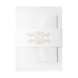 Monogram Modern Elegant Gold Swirl Wedding 招待状ベリーバンド