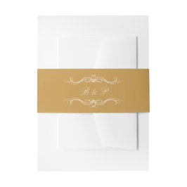 Monogram Modern Elegant Script Gold Wedding 招待状ベリーバンド