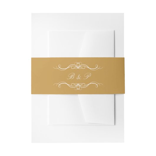 Monogram Modern Elegant Script Gold Wedding 招待状ベリーバンド (正面例)