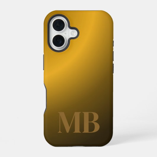 Monogram Modern Gold Tiger Eye iPhone 16ケース (裏面)