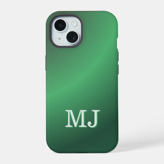 Monogram Modern Green Holiday iPhone 15ケース (裏面)