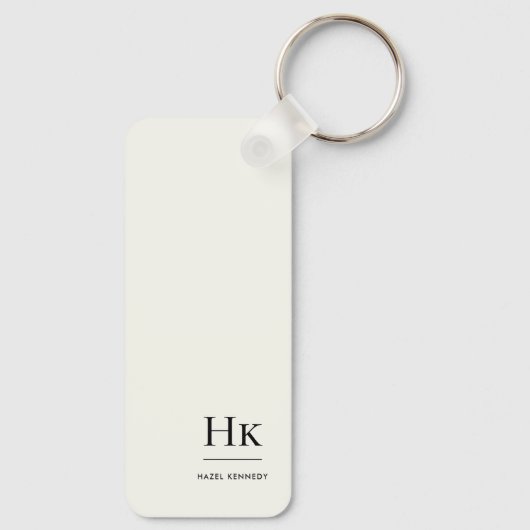 Monogram Modern Minimal Classic Ivory Monogrammed キーホルダー (裏面)