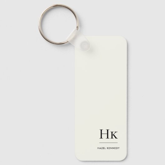 Monogram Modern Minimal Classic Ivory Monogrammed キーホルダー (正面)