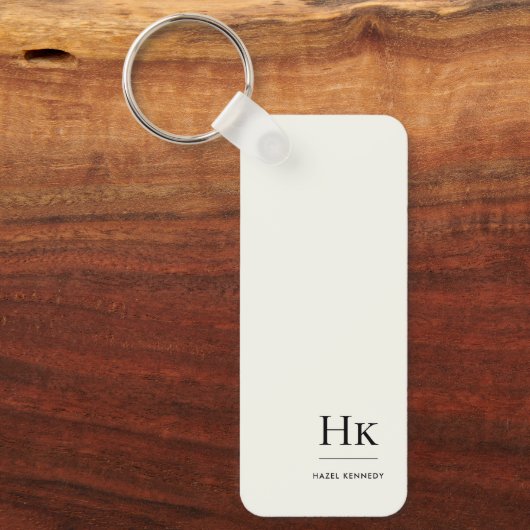 Monogram Modern Minimal Classic Ivory Monogrammed キーホルダー (正面)