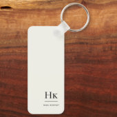 Monogram Modern Minimal Classic Ivory Monogrammed キーホルダー (裏面)