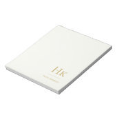 Monogram Modern Minimal Ivory Gold Monogrammed ノートパッド (回転)
