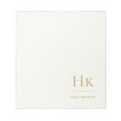 Monogram Modern Minimal Ivory Gold Monogrammed ノートパッド (正面)