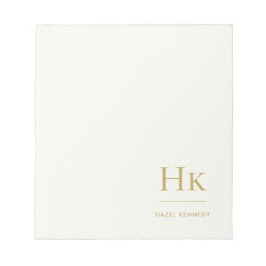 Monogram Modern Minimal Ivory Gold Monogrammed ノートパッド