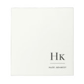Monogram Modern Minimal Ivory White Monogrammed ノートパッド (正面)