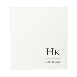 Monogram Modern Minimal Ivory White Monogrammed ノートパッド