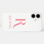 Monogram Modern Minimal Stylish Pink Case-Mate iPhoneケース (裏面 (横))