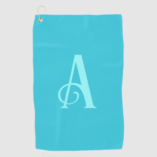Monogram Modern Minimal Teal ゴルフタオル (正面)