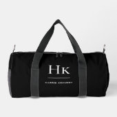 Monogram Modern Minimalist Black Monogrammed Name ダッフルバッグ (裏面)