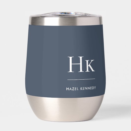 Monogram Modern Minimalist Classic Navy Blue White (正面)