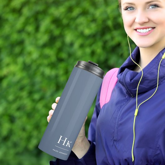 Monogram Modern Minimalist Elegant Navy Blue White タンブラー