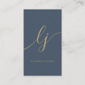 Monogram Modern Minimalist Feminine Navy Blue Gold 名刺 (正面)