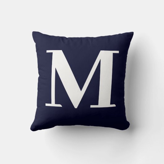 Monogram Modern Minimalist Navy White クッション (裏面)