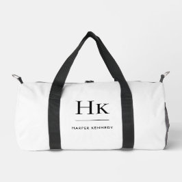 Monogram Modern Minimalist Simple Monogrammed Name ダッフルバッグ
