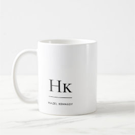 Monogram Modern Simple Elegant White Monogrammed コーヒーマグカップ