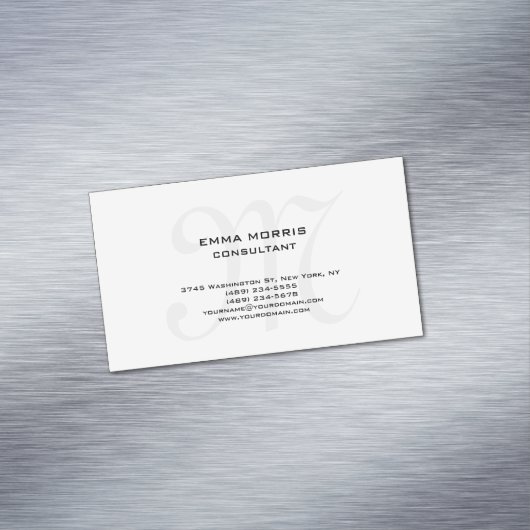 Monogram Modern Simple Minimalist Plain マグネット名刺 (インサイチュ)