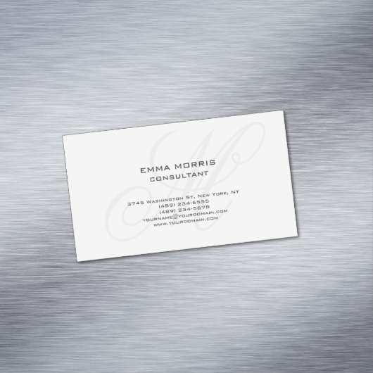 Monogram Modern Simple Minimalist Plain マグネット名刺 (インサイチュ)