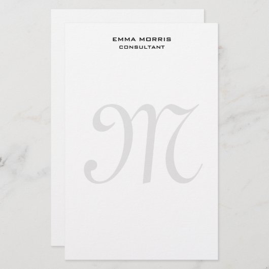 Monogram Modern Simple Minimalist Plain 便箋 (正面/裏面)