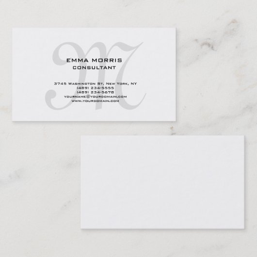 Monogram Modern Simple Minimalist Plain 名刺 (正面/裏面)