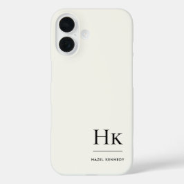 Monogram Modern Simple Monogrammed Ivory White iPhone 16ケース