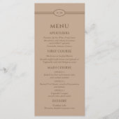 Monogram Modern Taupe Christian Wedding Menu メニュー (正面)