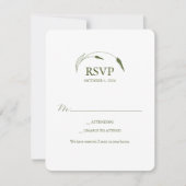 Monogram Moss Green RSVP Card 招待状 (正面)