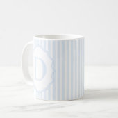 Monogram Mug Letter D, Blue Striped コーヒーマグカップ (正面左)