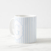 Monogram Mug Letter G, Blue Striped コーヒーマグカップ (正面左)