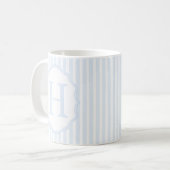Monogram Mug Letter H, Blue Striped コーヒーマグカップ (正面左)