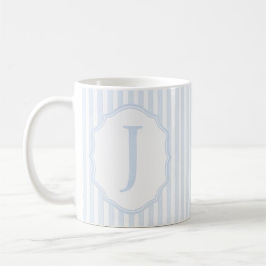 Monogram Mug Letter J, Blue Striped コーヒーマグカップ (左)