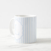 Monogram Mug Letter L, Blue Striped コーヒーマグカップ (正面左)