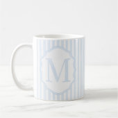 Monogram Mug Letter M, Blue Striped コーヒーマグカップ (左)