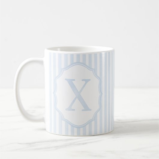 Monogram Mug Letter X, Blue Striped コーヒーマグカップ (左)