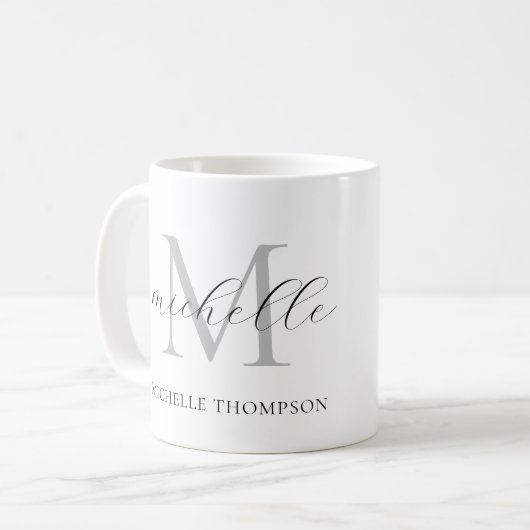 Monogram Mug with Initial and Name, Simple コーヒーマグカップ (正面左)