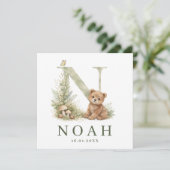 Monogram N Beer Bosdier Waterverf Geboortekaartje カード (スタンド正面)