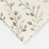 Monogram Name Beige Gray Brown Botanical Neutral  フリースブランケット (角)