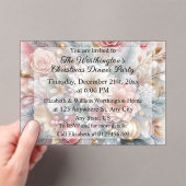 Monogram name Christmas floral pastel watercolor  アクリル招待状 (インサイチュ (ポータブル))