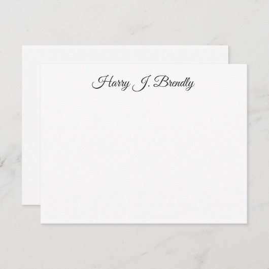 Monogram Name Elegant Minimal Flat Note Card ノートカード (正面/裏面)