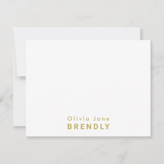 Monogram Name Elegant Modern White Flat Note Card ノートカード (正面)