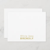 Monogram Name Elegant Modern White Flat Note Card ノートカード (正面/裏面)