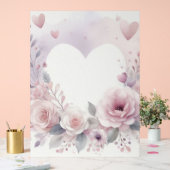 Monogram name floral hearts romantic watercolor  アクリルサイン (ウェディング)