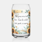 Monogram name floral sunflower pastel watercolor  ガラス缶 (裏面)