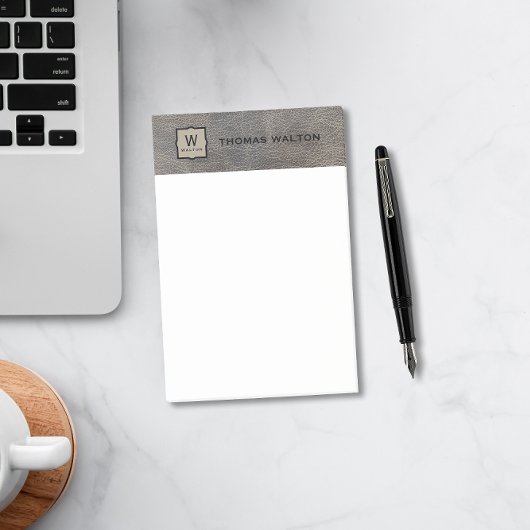 Monogram Name Genuine Cowhide Leather Look ポストイット